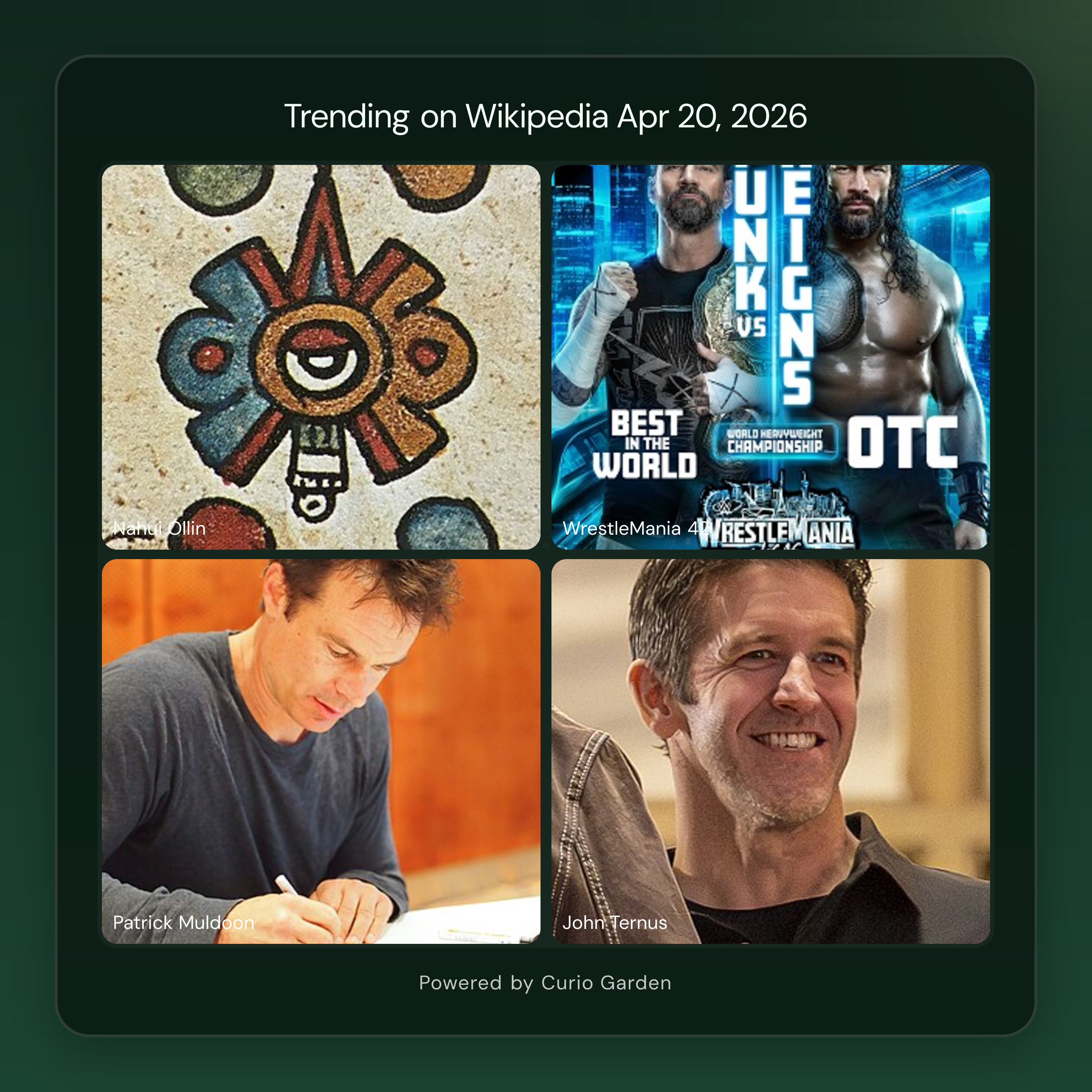 Artwork for WrestleMania 42, Apple CEO Transition, and Actor Patrick Muldoon's Death Drive Wikipedia Traffic