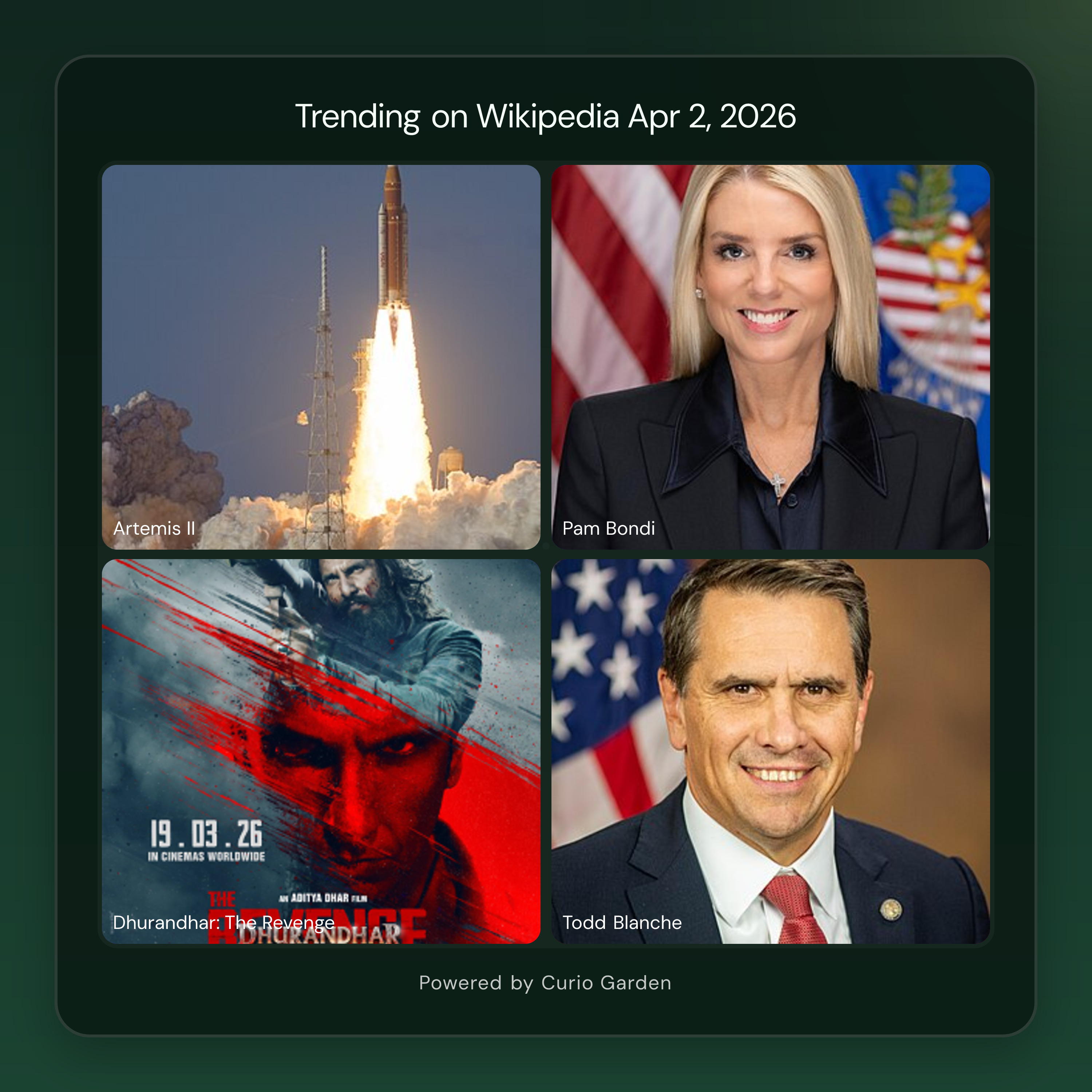 Artwork for Moon Mission Launches, Justice Department Shaken Up, and New Entertainment Hits Theaters