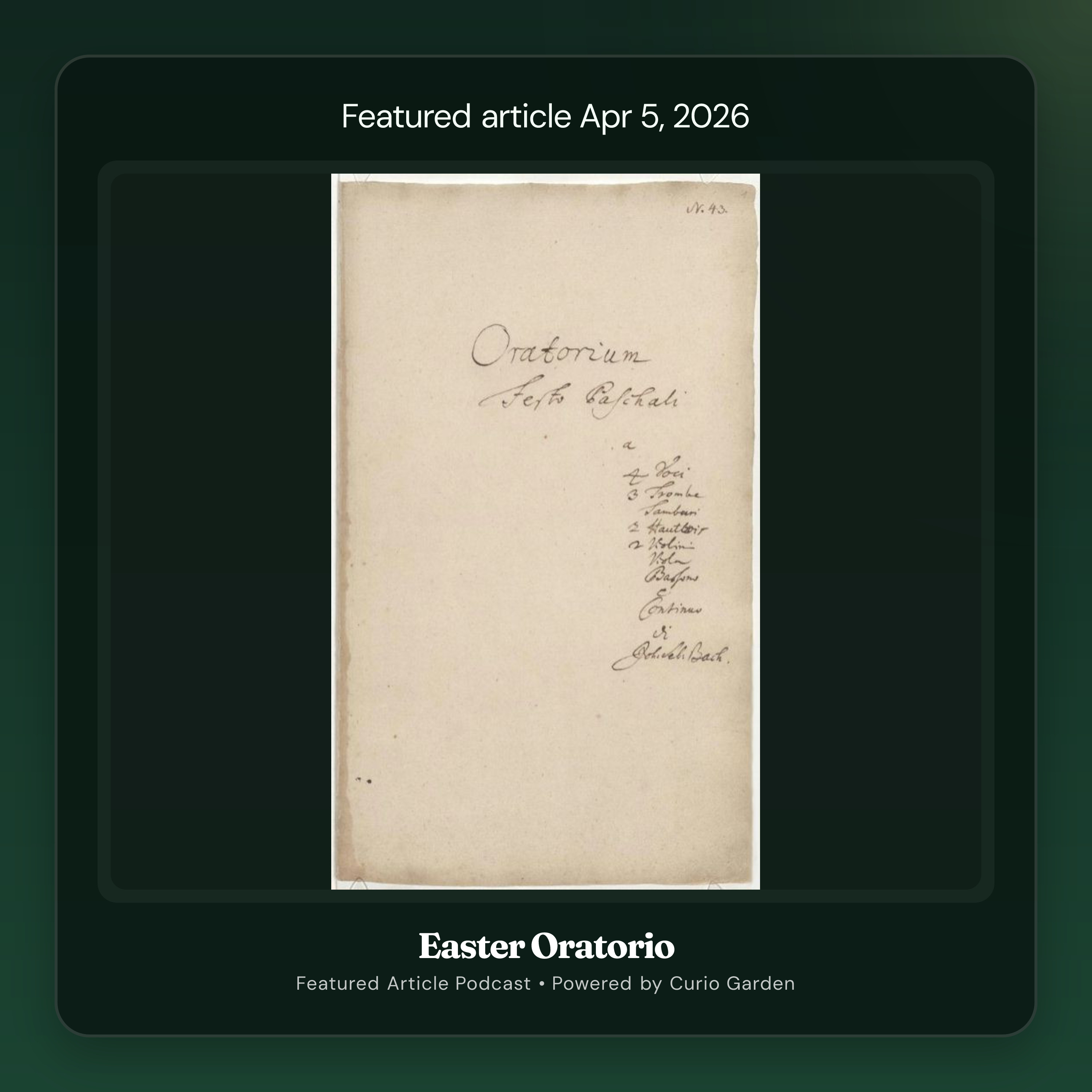 Artwork for Easter Oratorio