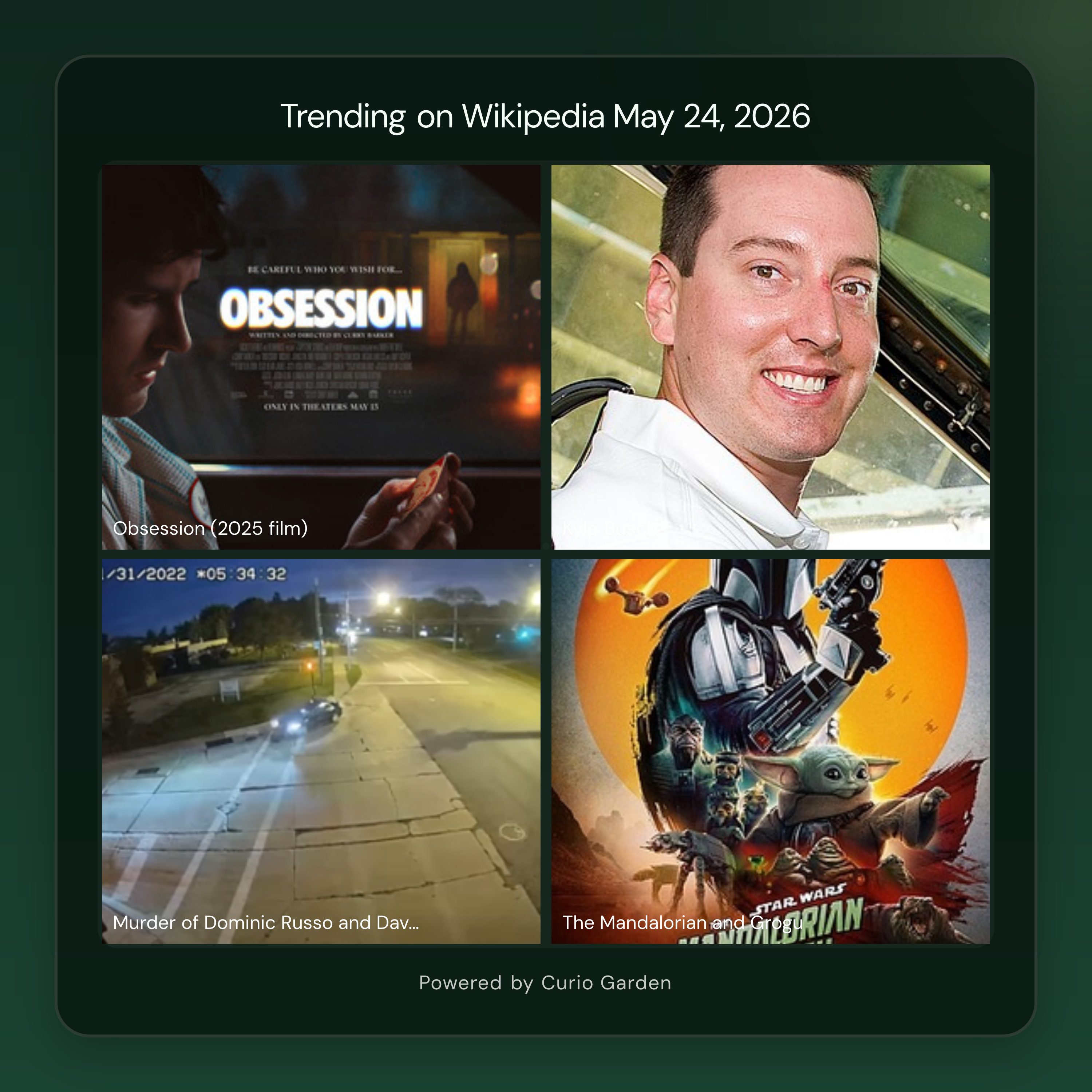 Artwork for NASCAR Legend Kyle Busch Dies at 41; Horror Hit 'Obsession' Dominates Box Office