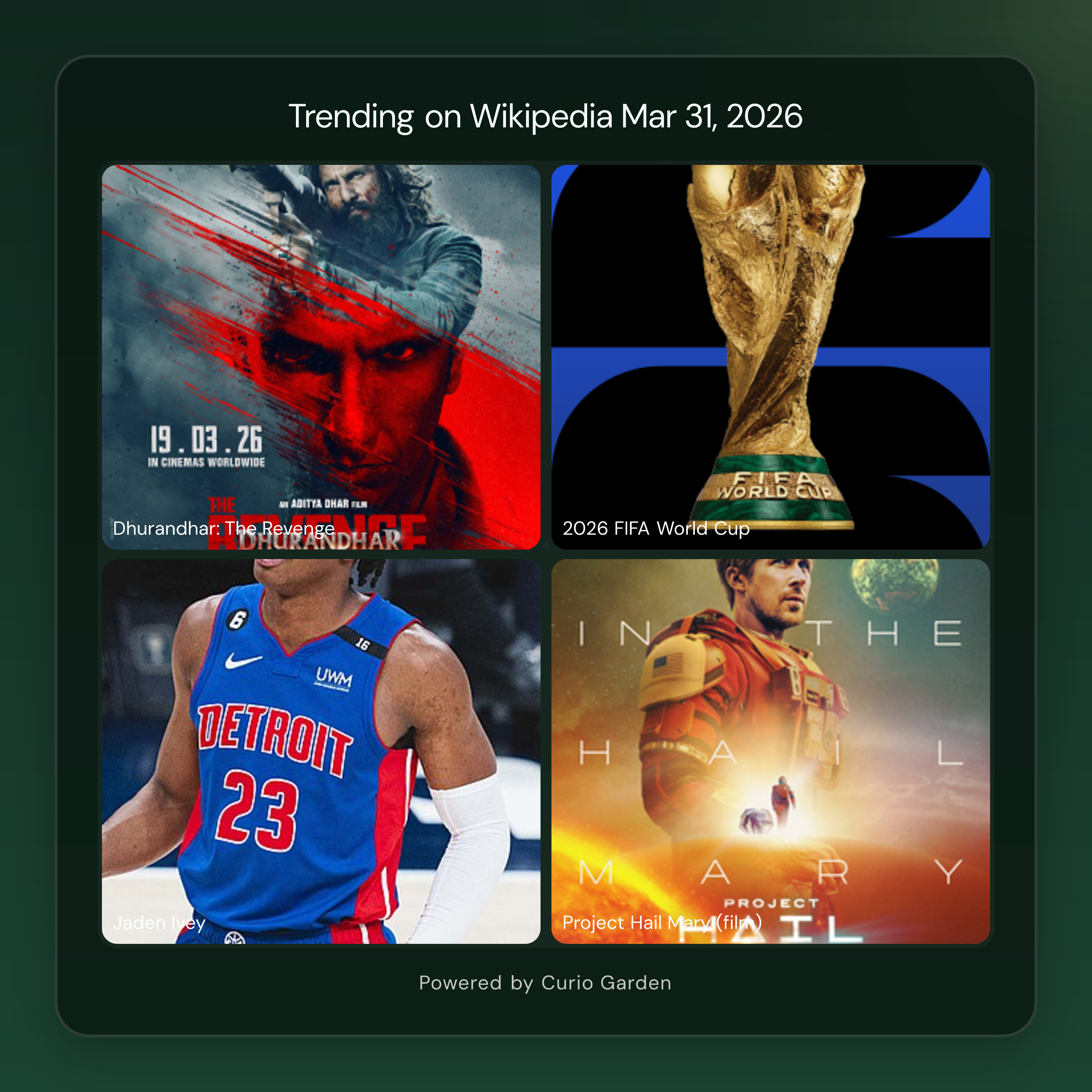 Artwork for Blockbuster Indian Spy Thriller, World Cup Countdown, and Iran War Dominate Global Attention