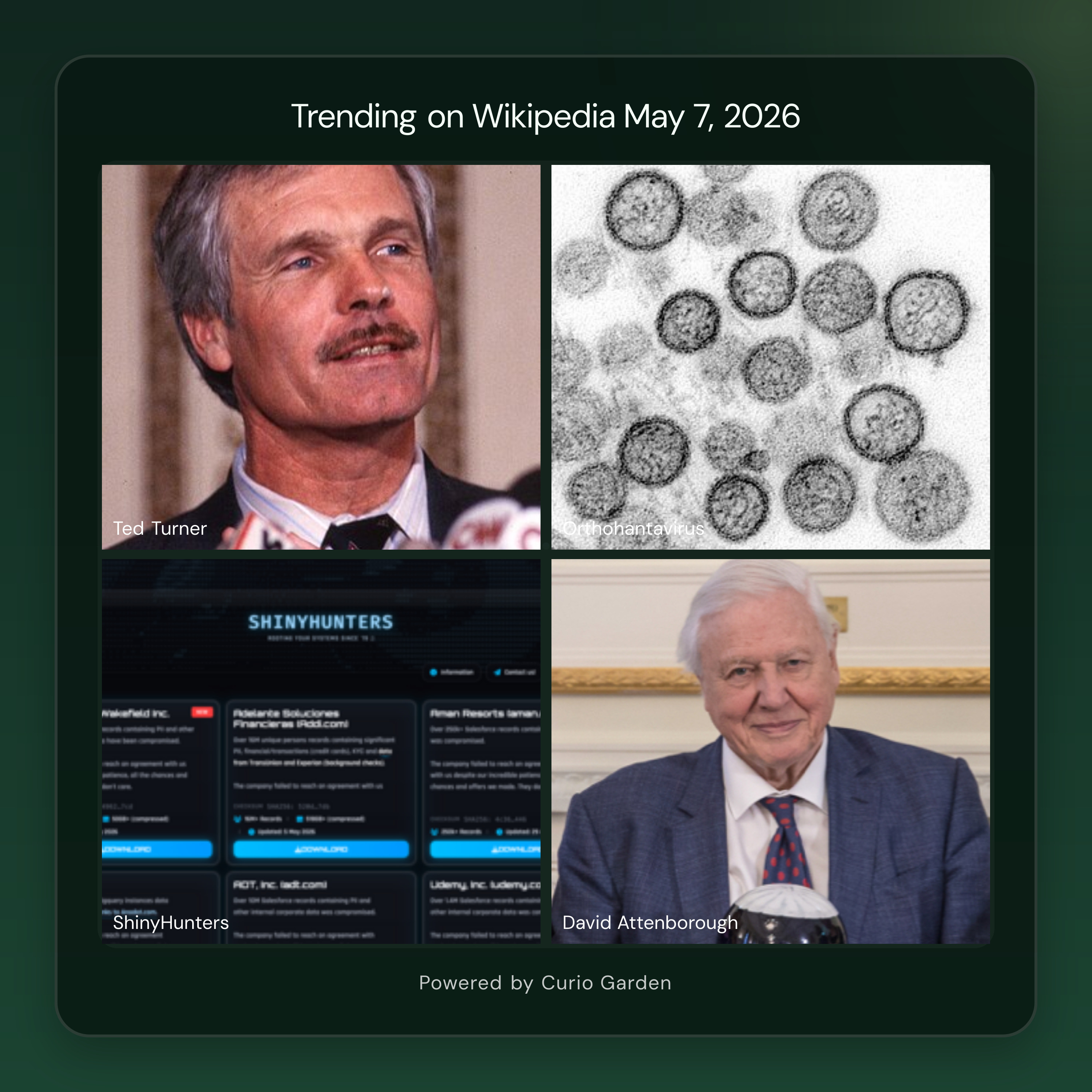 Artwork for Ted Turner Dies at 87; Hantavirus Outbreak Grips Cruise Ship; Tamil Nadu Election Shocks