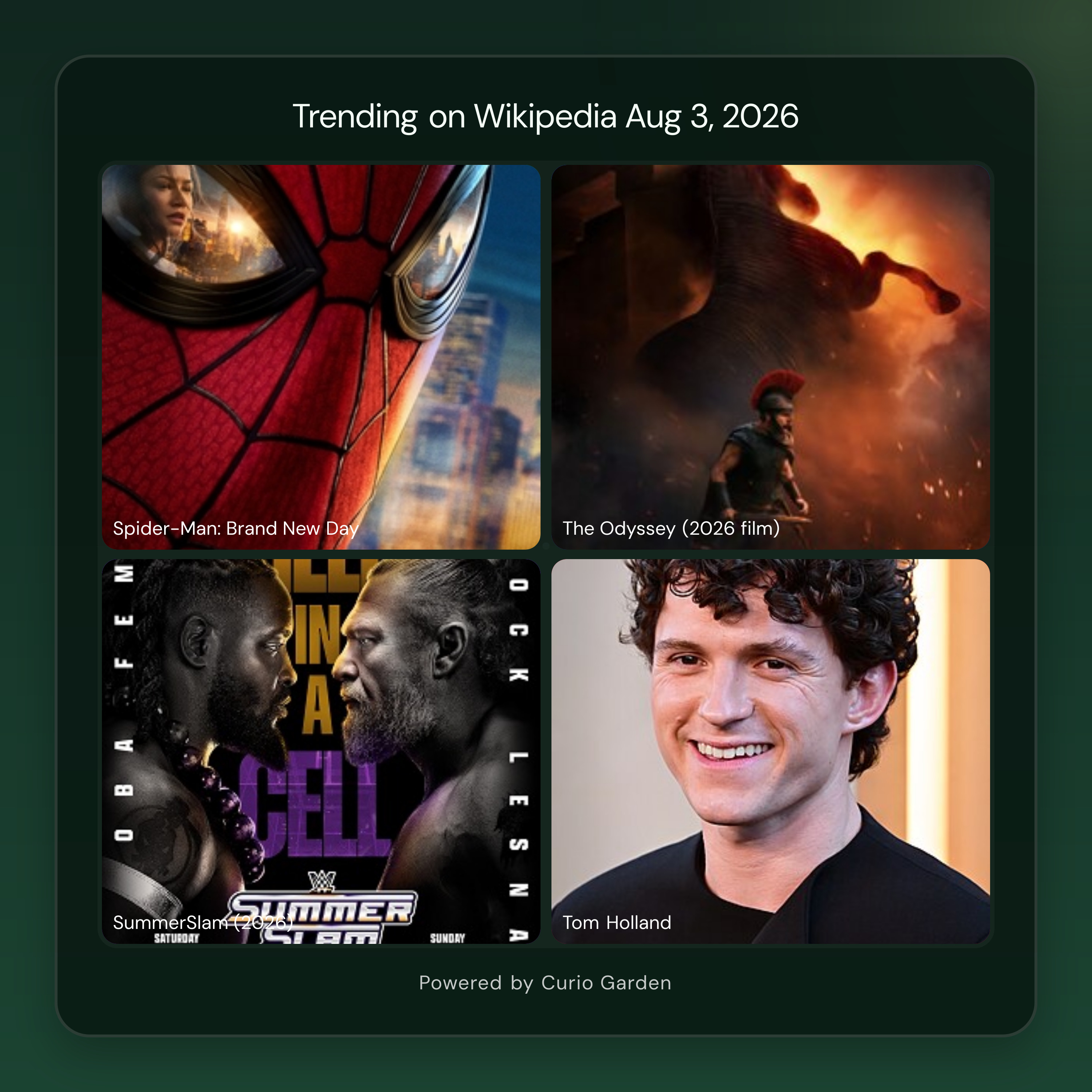 Artwork for Film releases, SummerSlam, elections, and renewed news coverage drive today’s trends