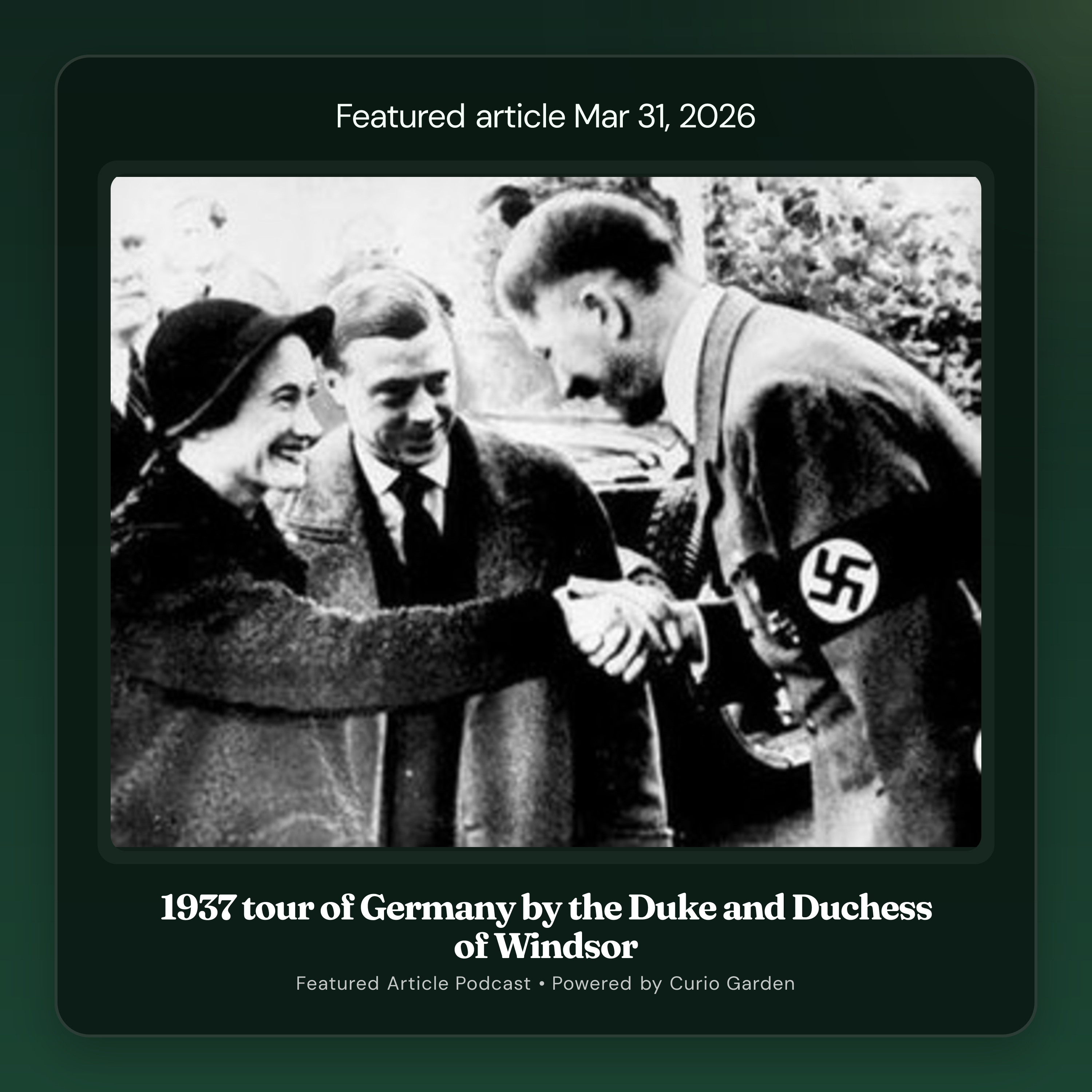 Artwork for 1937 tour of Germany by the Duke and Duchess of Windsor